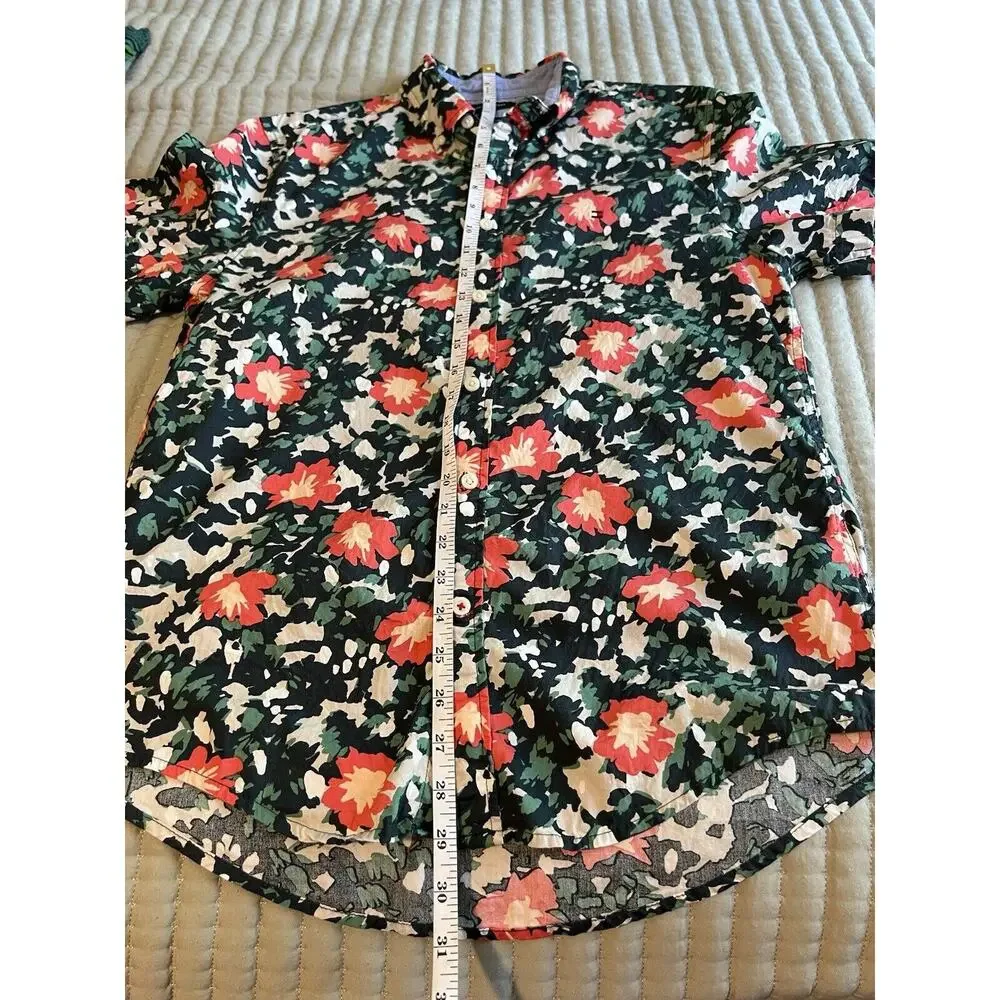 Tommy Hilfiger Men's Short Sleeve Button Up Hawaiian Size Medium Custom Fit - Picture 9 of 9